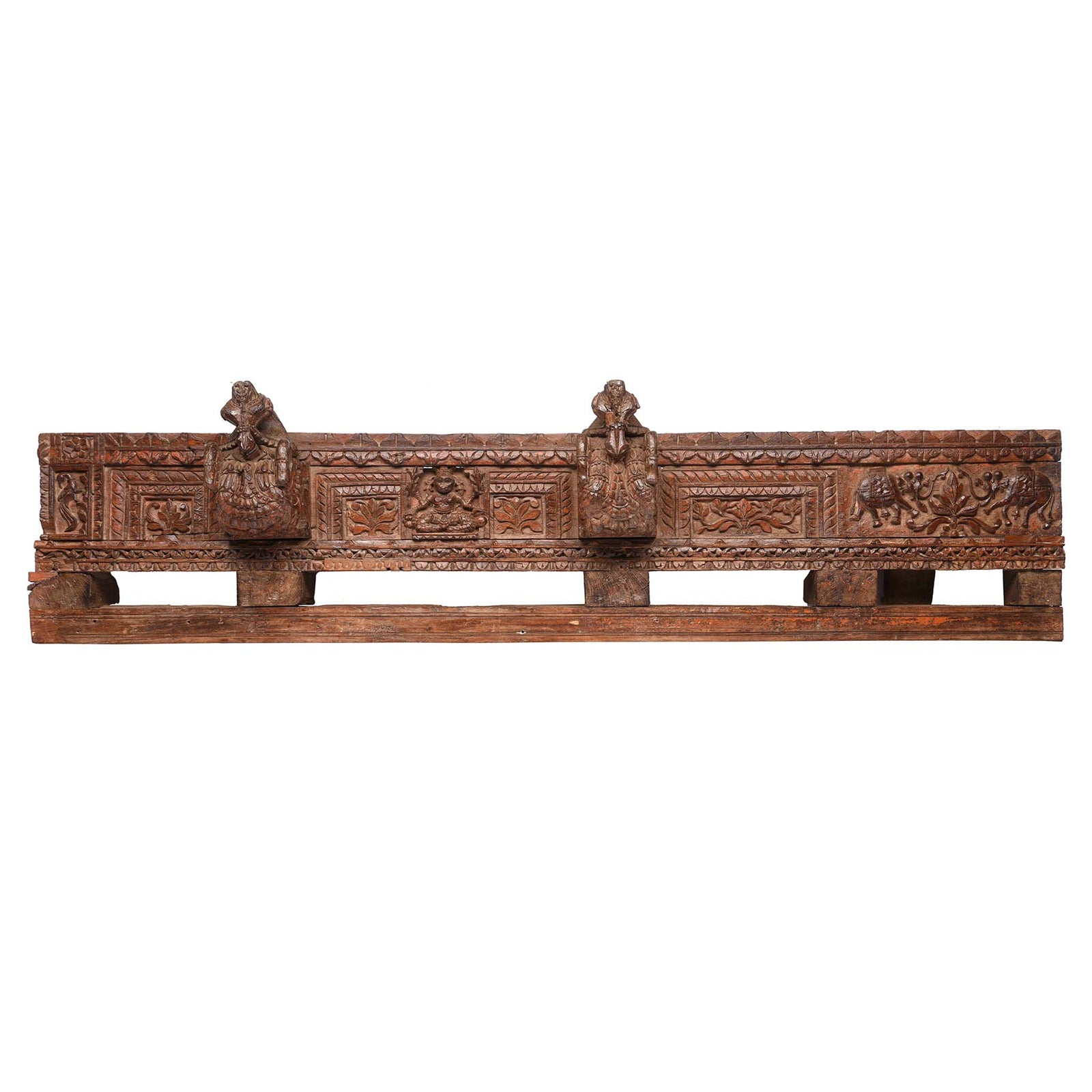 Carved Teak Lintel Panel From Gujarat - 19thC | Indigo Antiques