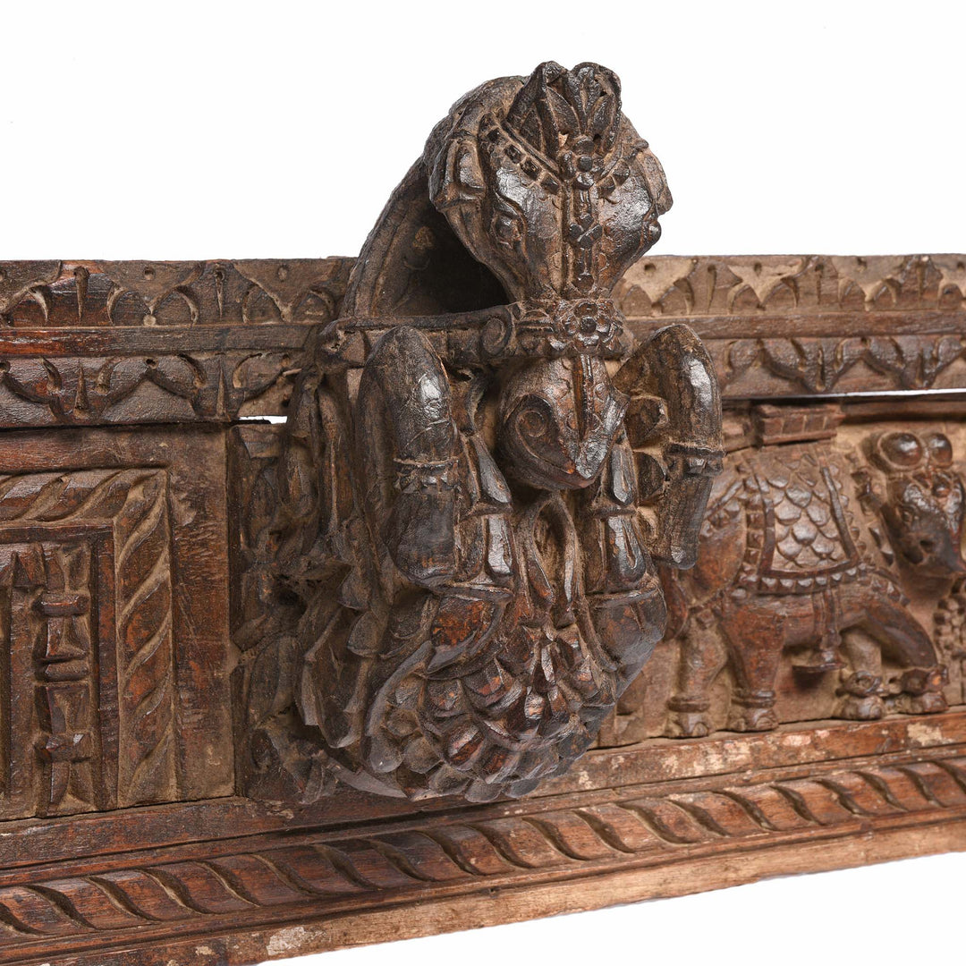 Horse Detail From Carved Teak Lintel Panel From Gujarat - 19thC | Indigo Antiques