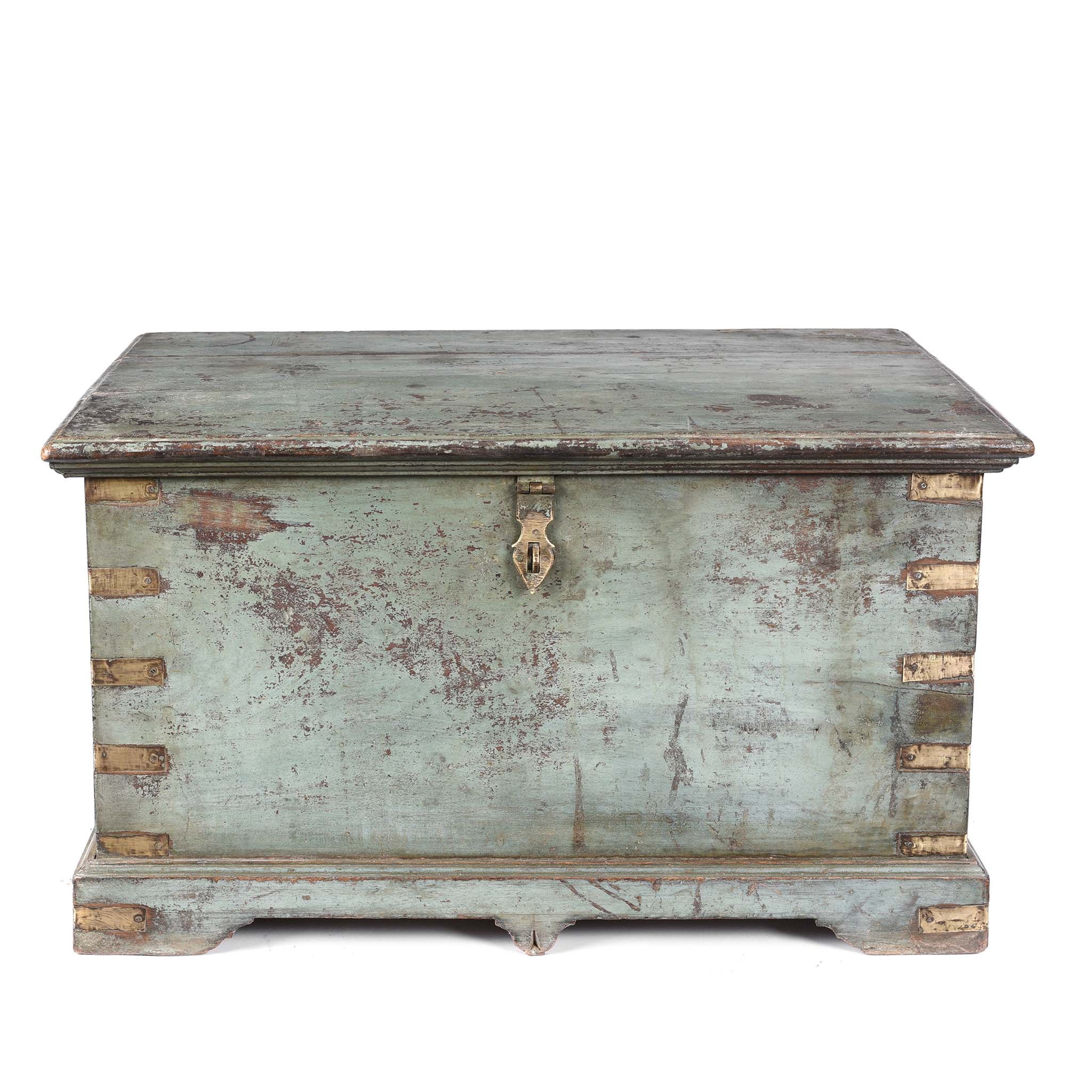 Painted Teak Indian Chest From Gujarat -19thC | Indigo Antiques