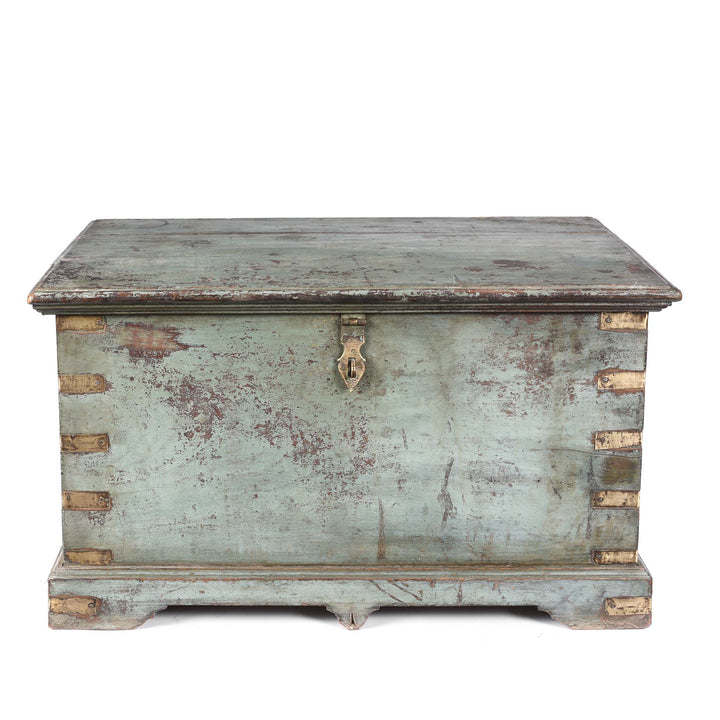 Painted Teak Indian Chest From Gujarat -19thC | Indigo Antiques