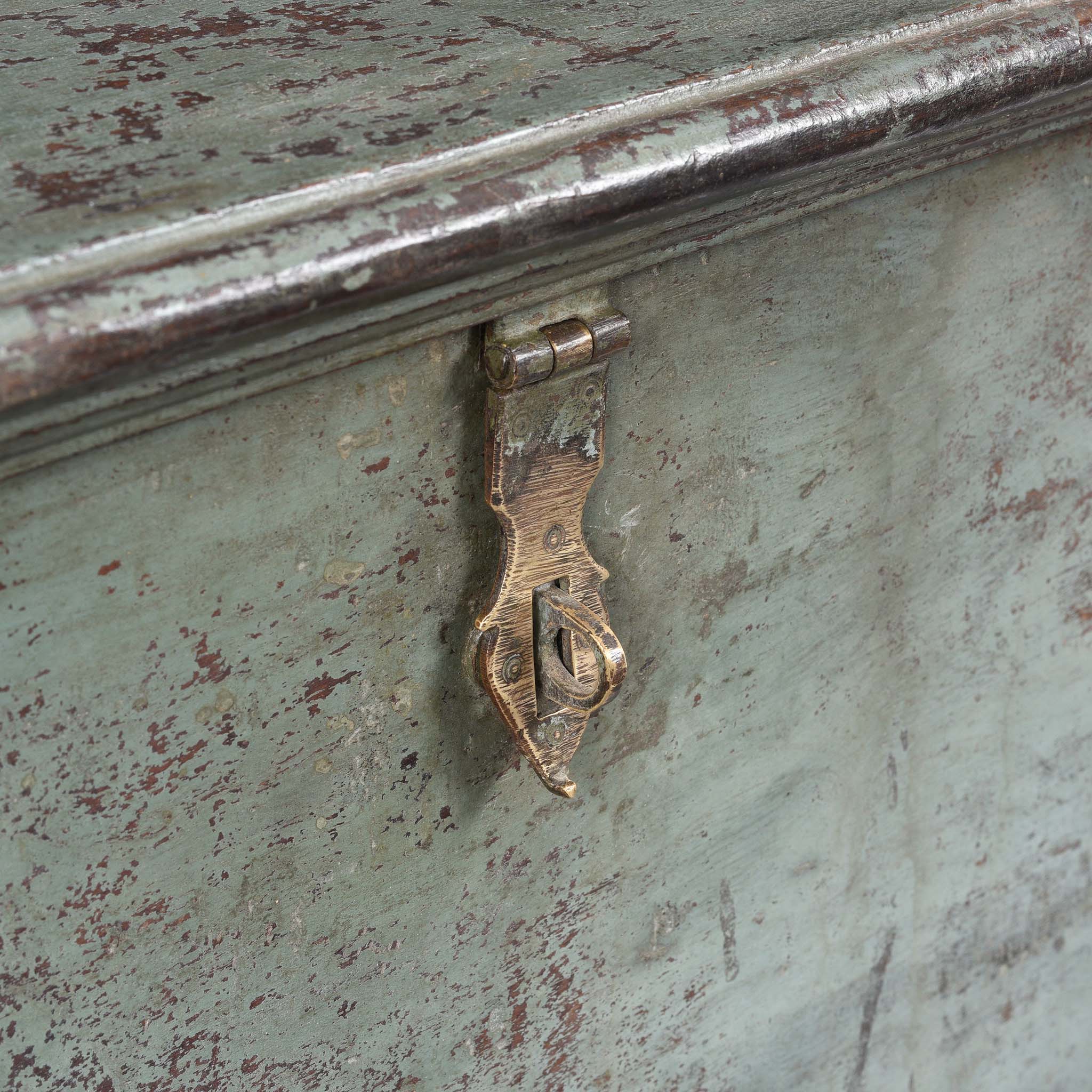 Latch Detail From Painted Teak Indian Chest From Gujarat -19thC | Indigo Antiques