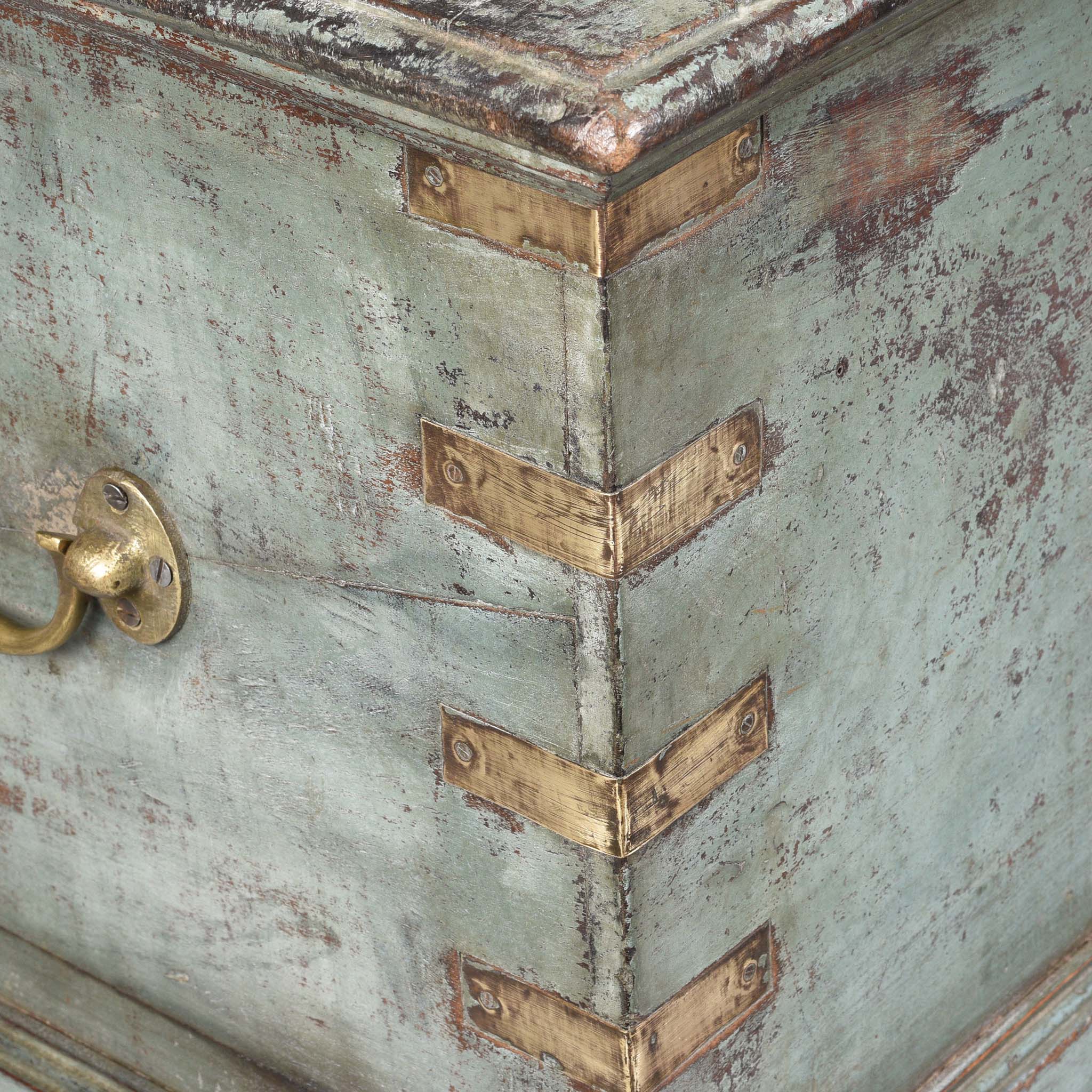 Binding Detail From Painted Teak Indian Chest From Gujarat -19thC | Indigo Antiques
