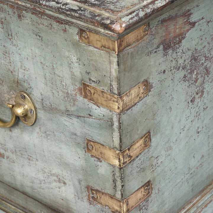 Binding Detail From Painted Teak Indian Chest From Gujarat -19thC | Indigo Antiques