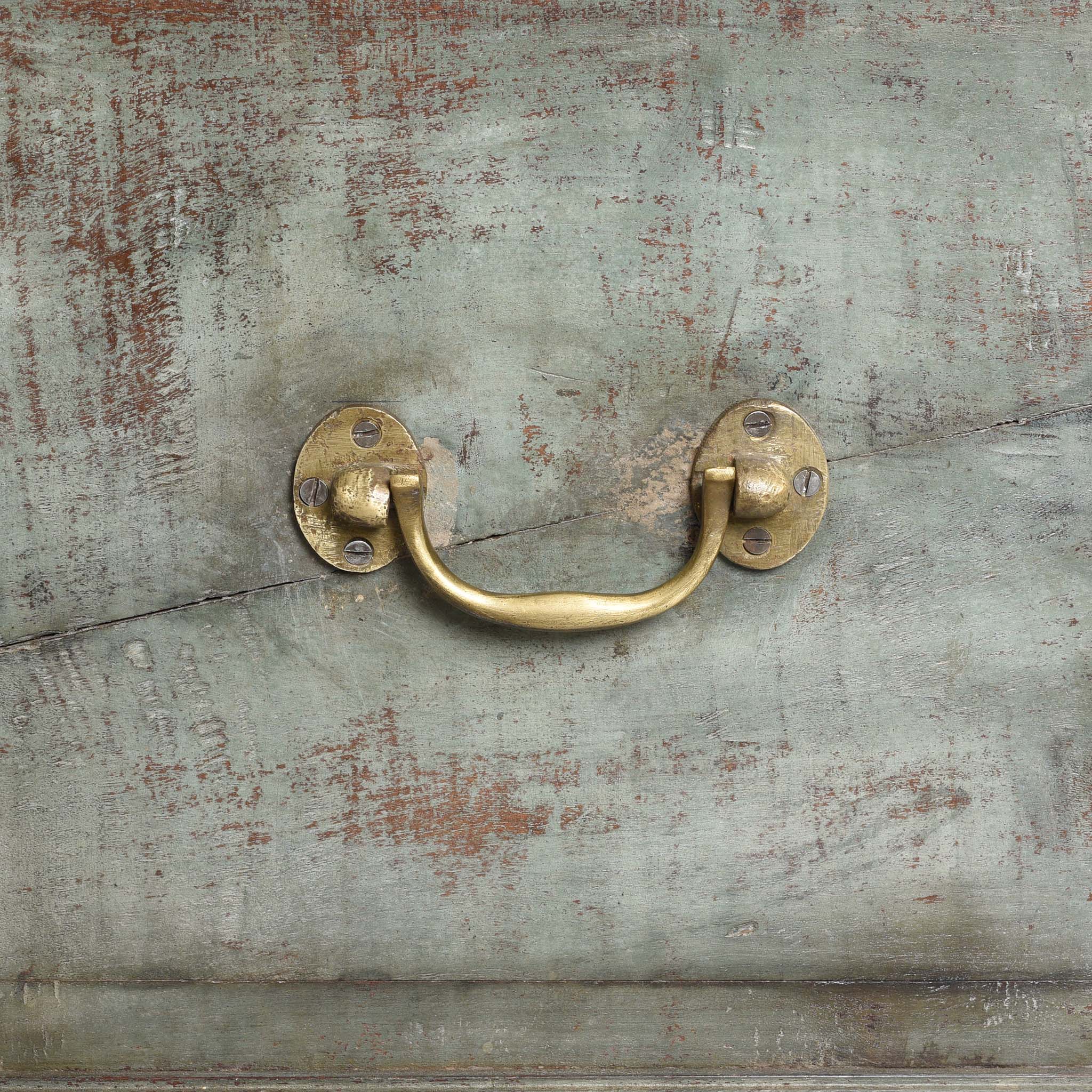 Handle Detail From Painted Teak Indian Chest From Gujarat -19thC | Indigo Antiques