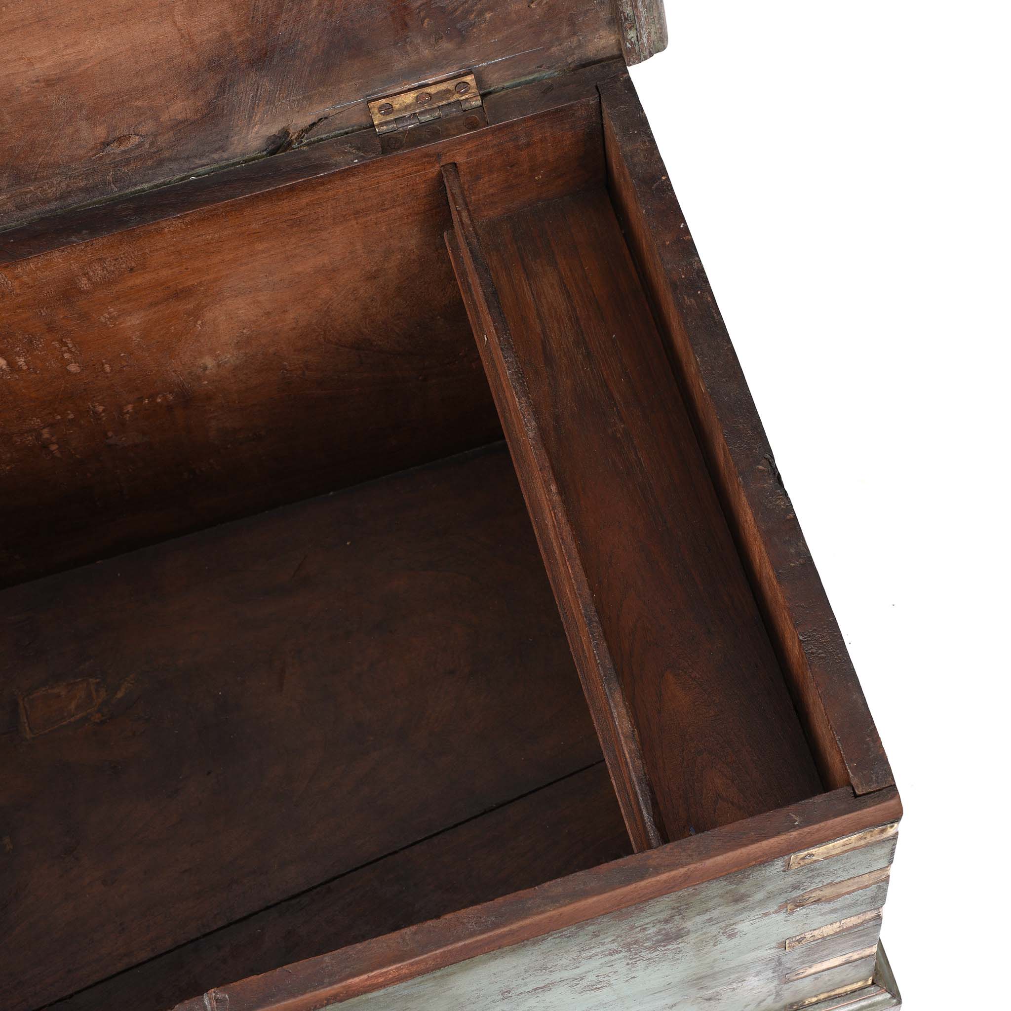 Candle Compartment Detail From Painted Teak Indian Chest From Gujarat -19thC | Indigo Antiques
