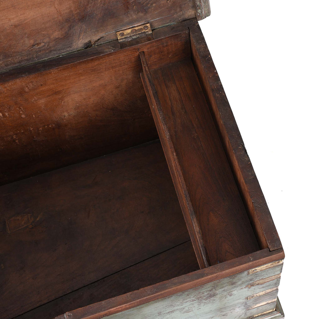 Candle Compartment Detail From Painted Teak Indian Chest From Gujarat -19thC | Indigo Antiques