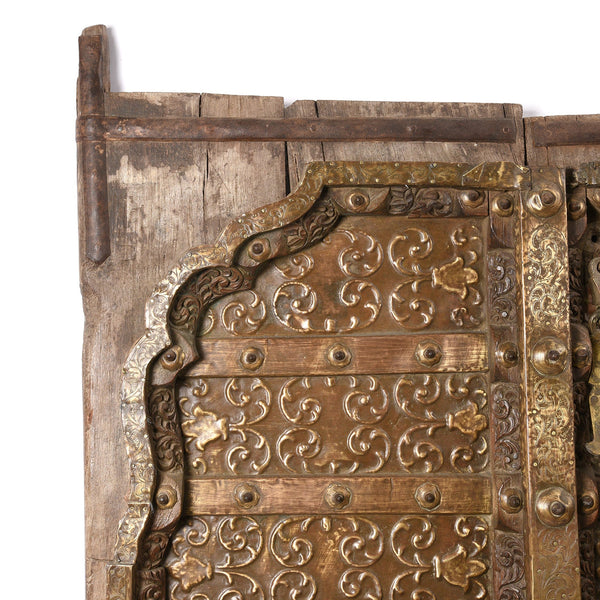 Indian Brass Bound Door From Rajasthan - 19thC