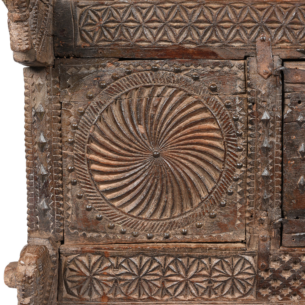Detail From Carved Teak Manjus Dowry Chest From Saurashtra - 19thC | Indigo Antiques