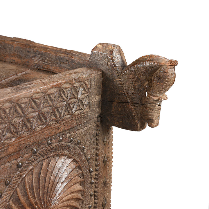 Horse Head Carving From Carved Teak Manjus Dowry Chest From Saurashtra - 19thC | Indigo Antiques