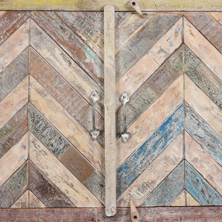 Doors Detail From 2 Door Sideboard Made From Reclaimed Teak | Indigo Antiques 