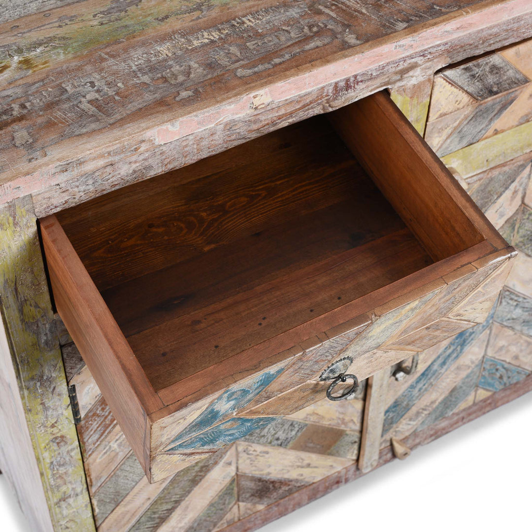 Drawer Interior From 2 Door Sideboard Made From Reclaimed Teak | Indigo Antiques