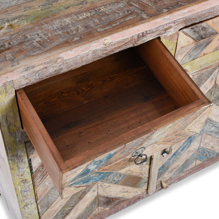 Drawer Interior From 2 Door Sideboard Made From Reclaimed Teak | Indigo Antiques