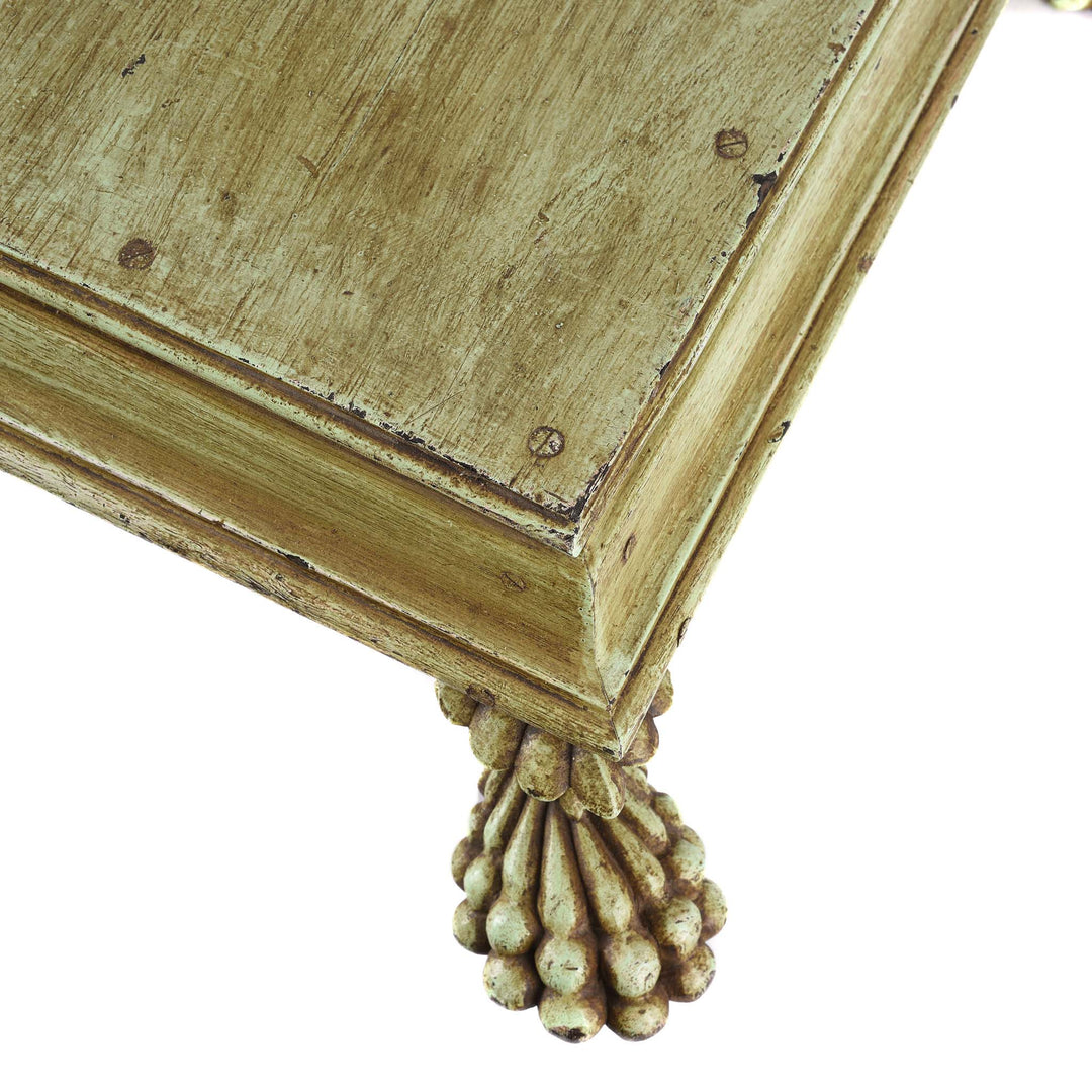 Top View Of Painted Bajot Low Prayer Table From Gujarat - 19thC