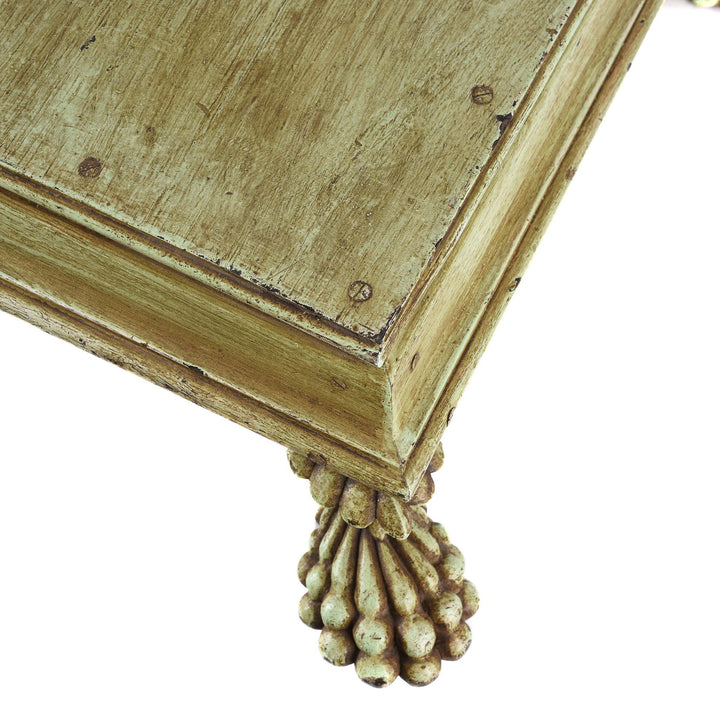 Top View Of Painted Bajot Low Prayer Table From Gujarat - 19thC