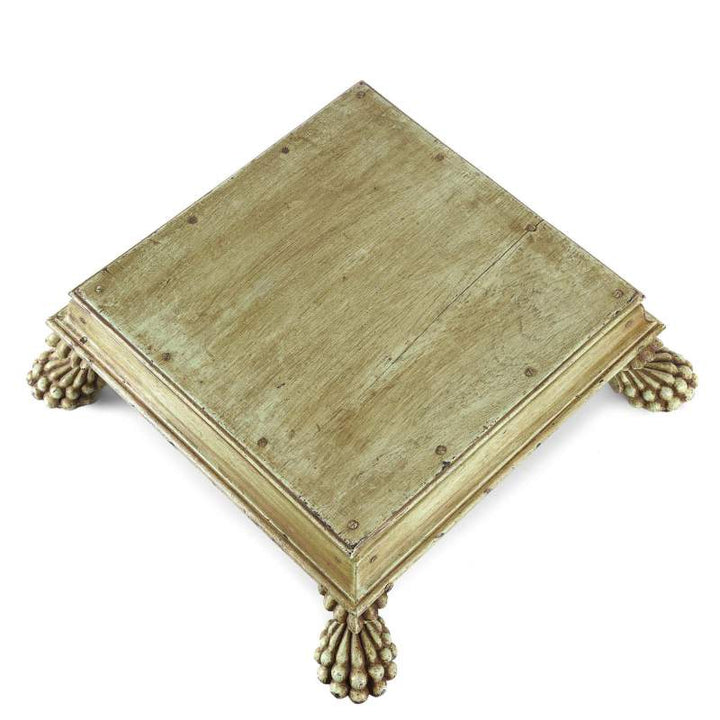 Angled View Of Painted Bajot Low Prayer Table From Gujarat - 19thC