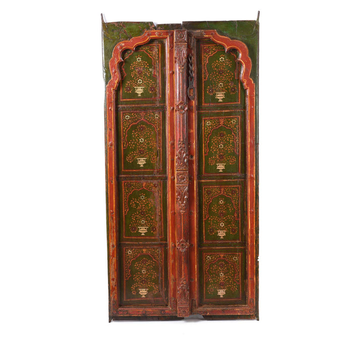Painted Indian Roheda Doors From Bikaner - 19thC | Indigo Antiques