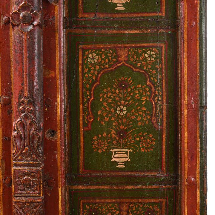 Paintwork Detail From Painted Indian Roheda Doors From Bikaner - 19thC | Indigo Antiques