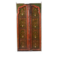 Painted Indian Roheda Doors From Bikaner - 19thC