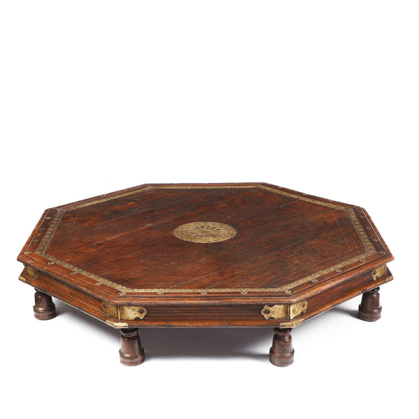 Octagonal Bajot Low Prayer Table From Rajasthan - 19thC