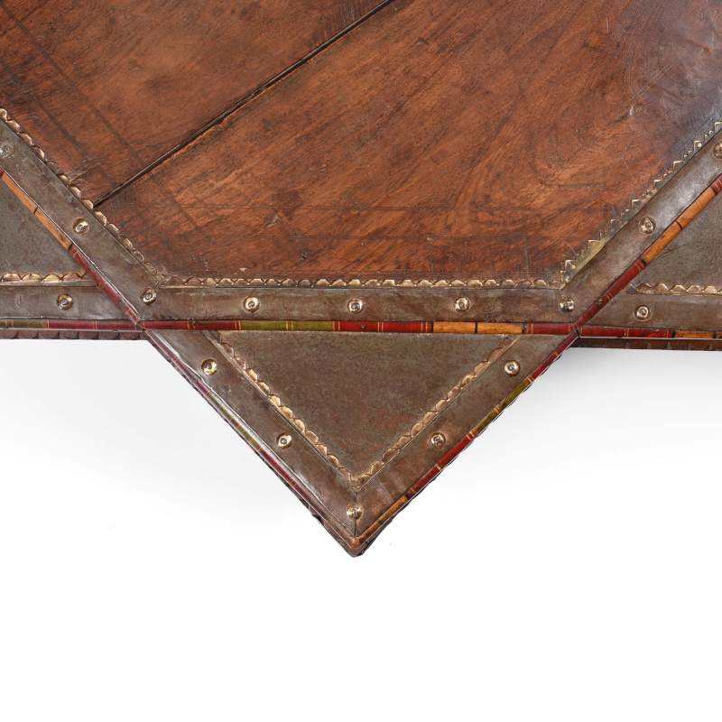 Detail From Octagonal Bajot Low Prayer Table From Rajasthan - 19thC