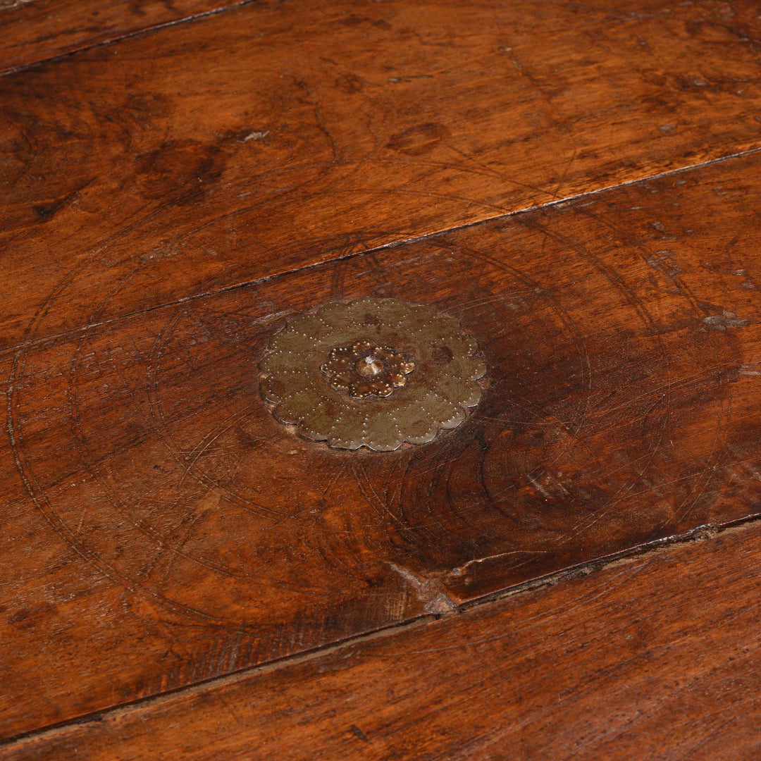 Detail From Octagonal Bajot Low Prayer Table From Rajasthan - 19thC