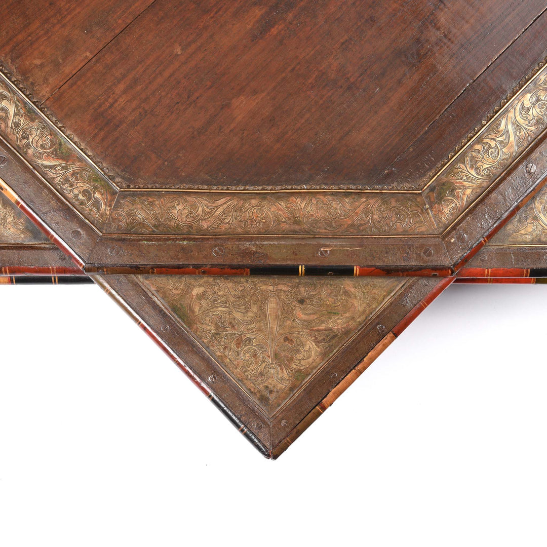 Carving Detail From Octagonal Rosewood Bajot Prayer Table From Rajasthan - 19thC | Indigo Antiques