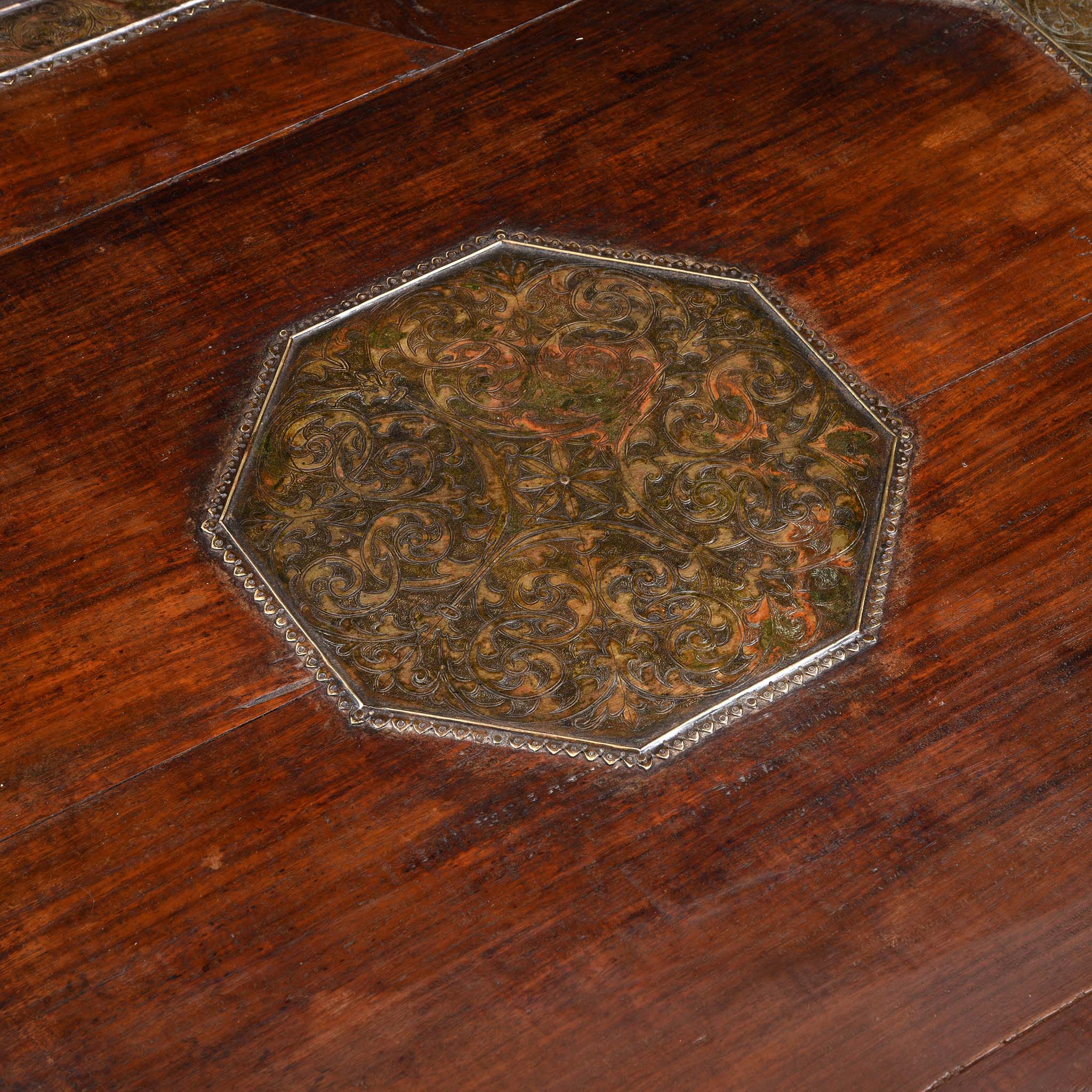 Central Detail From Octagonal Rosewood Bajot Prayer Table From Rajasthan - 19thC | Indigo Antiques