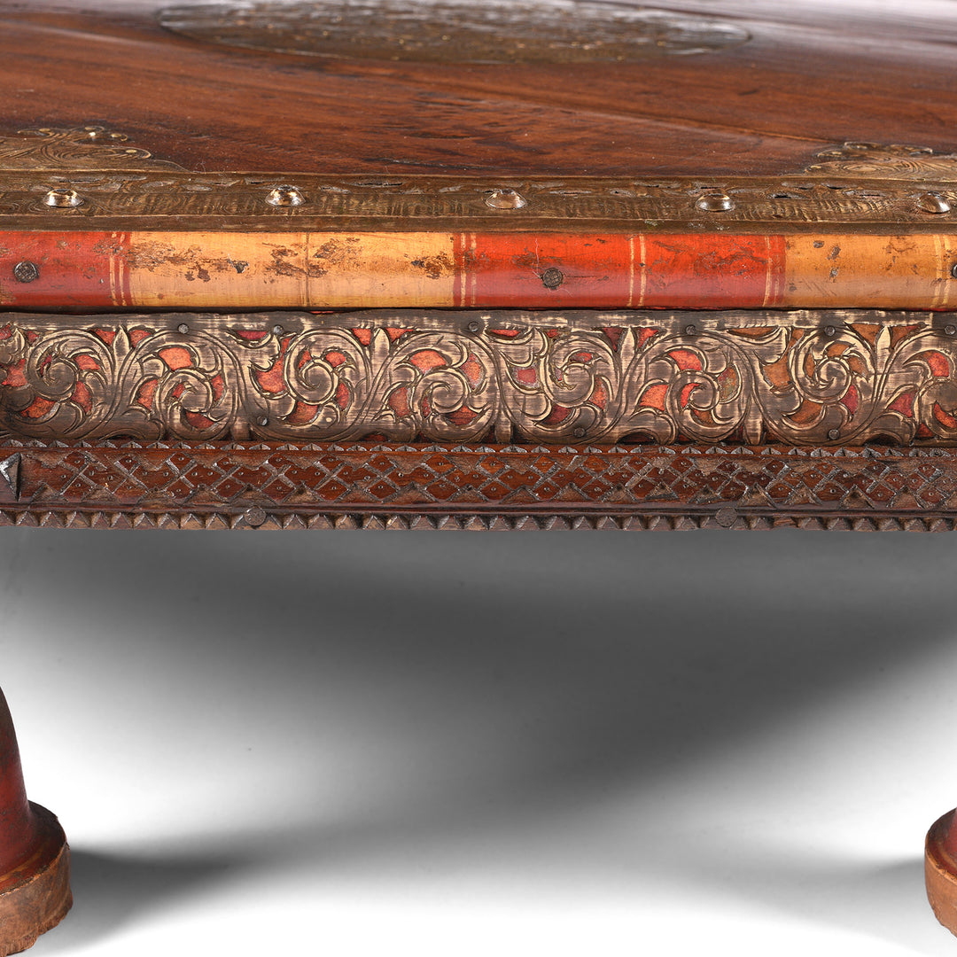 Detail From Antique Octagonal Bajot Low Prayer Table From Rajasthan - 19thC | Indigo Antiques