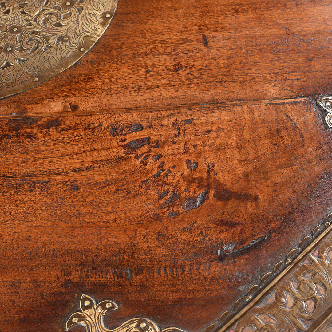 Surface Detail From Antique Octagonal Bajot Low Prayer Table From Rajasthan - 19thC | Indigo Antiques