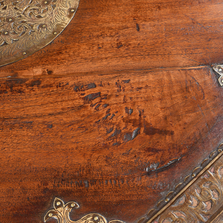 Surface Detail From Antique Octagonal Bajot Low Prayer Table From Rajasthan - 19thC | Indigo Antiques