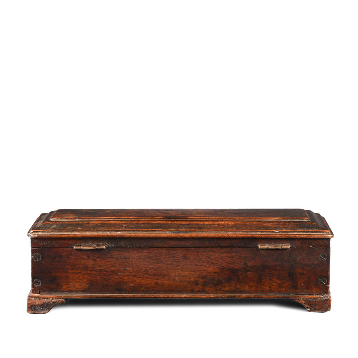 Back detail of an Antique Anglo-Indian Teak Pen Box from Rajasthan - 19thC | Indigo Antiques