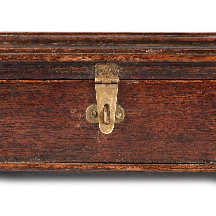 Latch detail of an Antique Anglo-Indian Teak Pen Box from Rajasthan - 19thC | Indigo Antiques