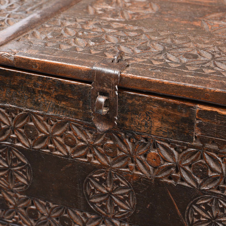 Latch Detail From Chip Carved Merchants Box From Rajasthan - 19thC | Indigo Antiques