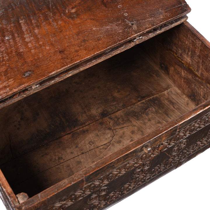 Interior Of Chip Carved Merchants Box From Rajasthan - 19thC | Indigo Antiques