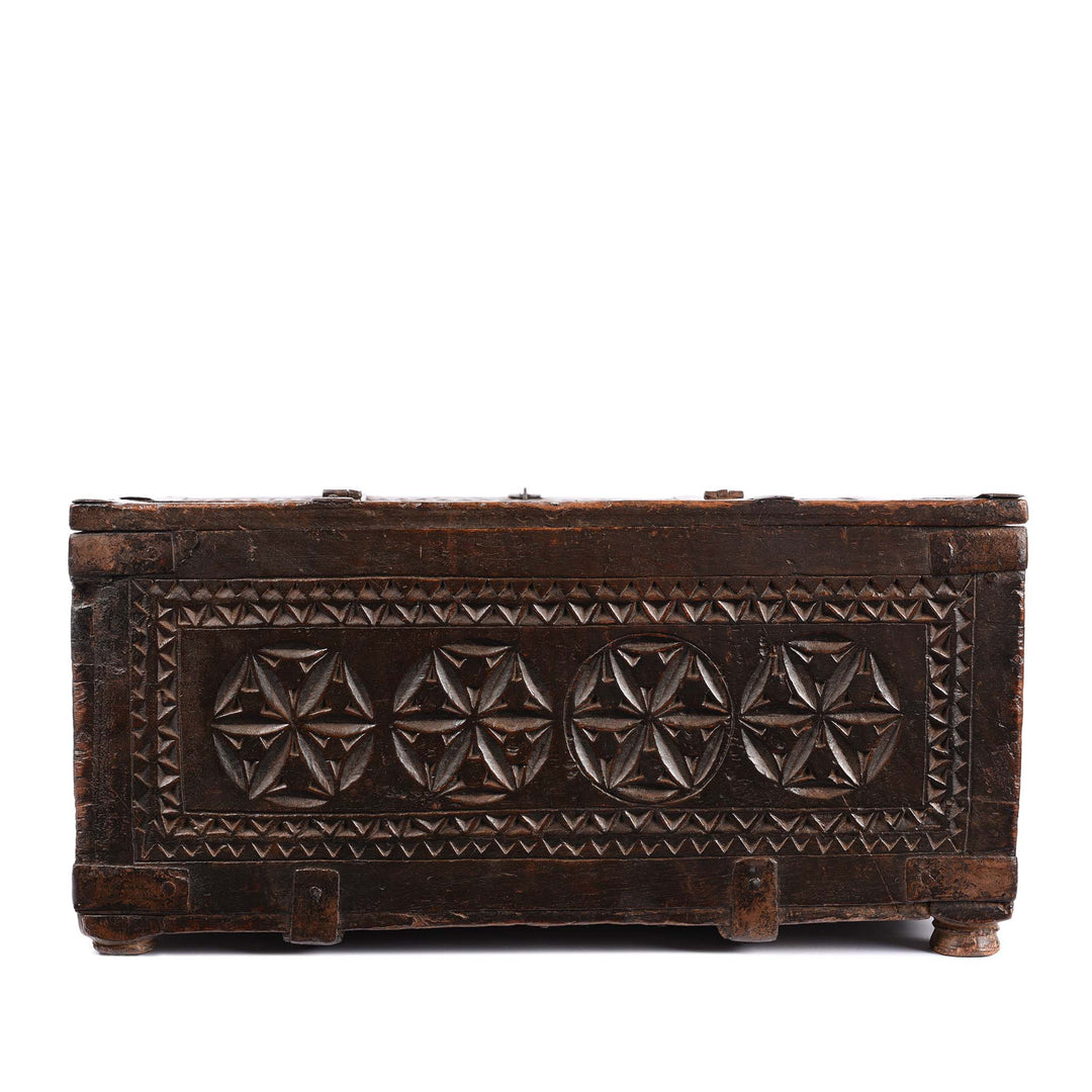 Reverse Of Chip Carved Merchants Box From Rajasthan - 19thC | Indigo Antiques