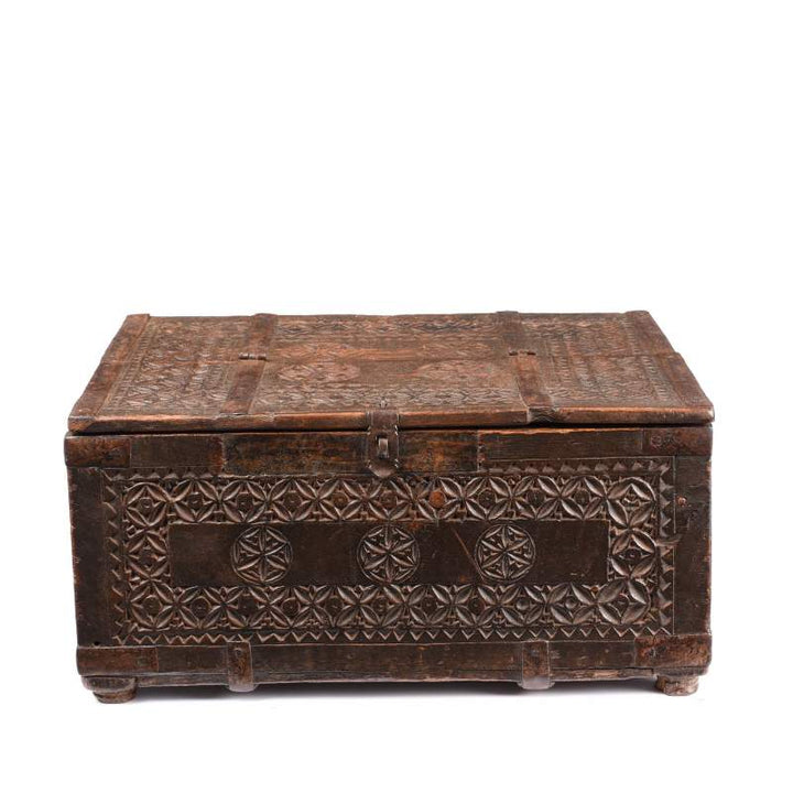 Chip Carved Merchants Box From Rajasthan - 19thC | Indigo Antiques