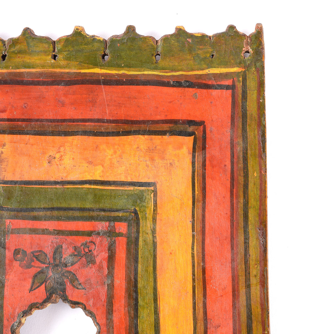 Paintwork Detail From Painted Teak Book Stand From Bikaner - 19thC | Indigo Antiques