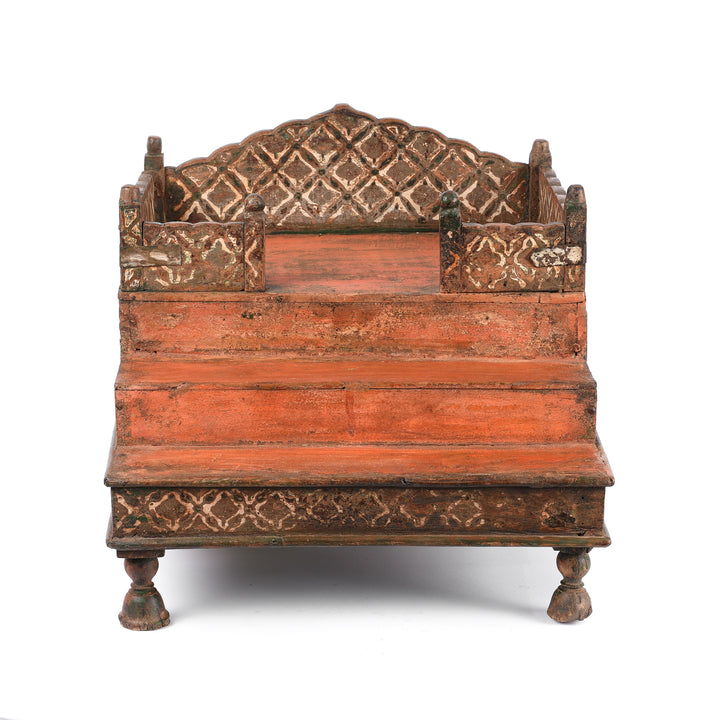 Beautifully painted antique Indian Singhasan God Throne | Indigo Antiques