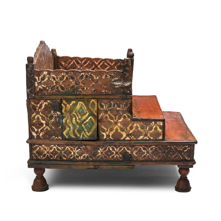 Beautifully painted antique Indian Singhasan God Throne | Indigo Antiques