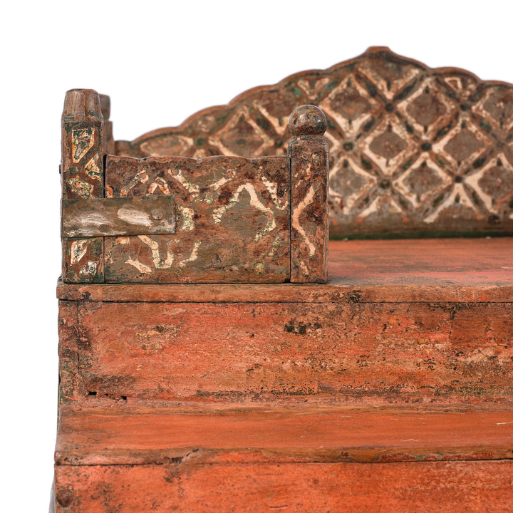 Beautifully painted antique Indian Singhasan God Throne | Indigo Antiques
