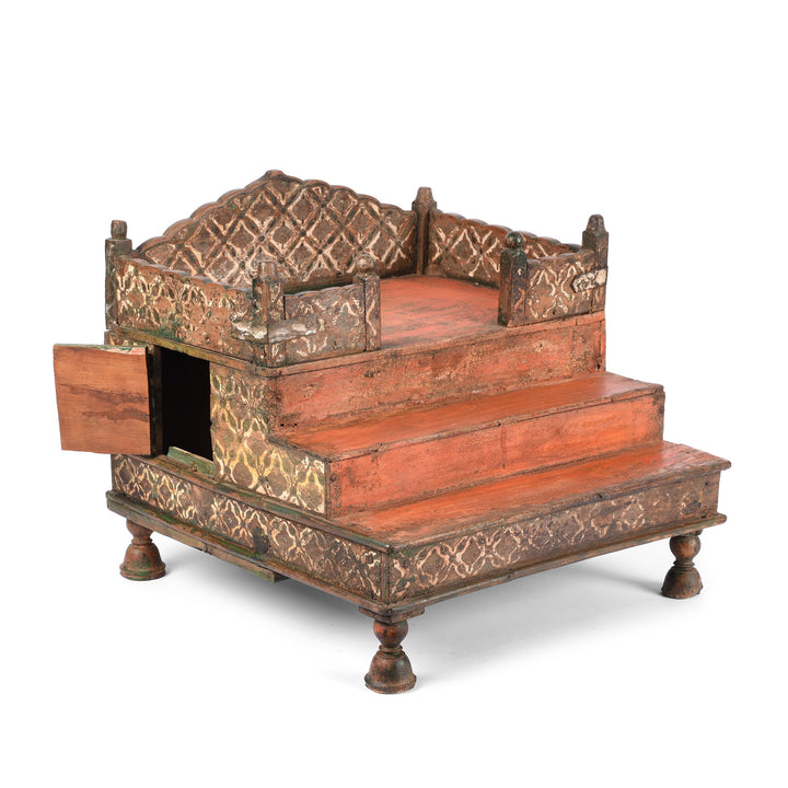 Beautifully painted antique Indian Singhasan God Throne | Indigo Antiques