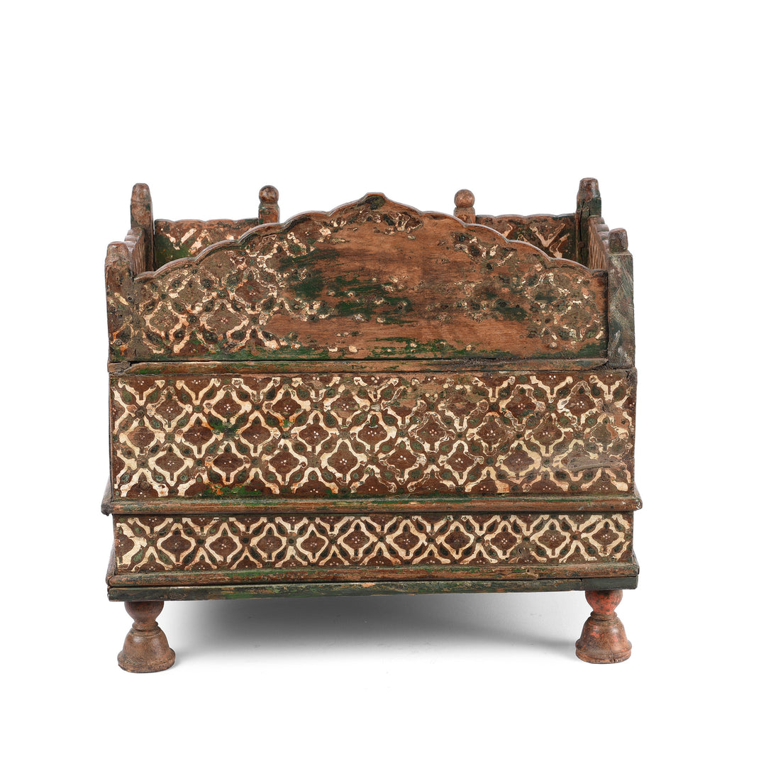 Beautifully painted antique Indian Singhasan God Throne | Indigo Antiques