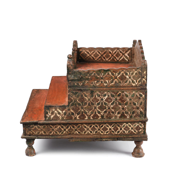 Beautifully painted antique Indian Singhasan God Throne | Indigo Antiques