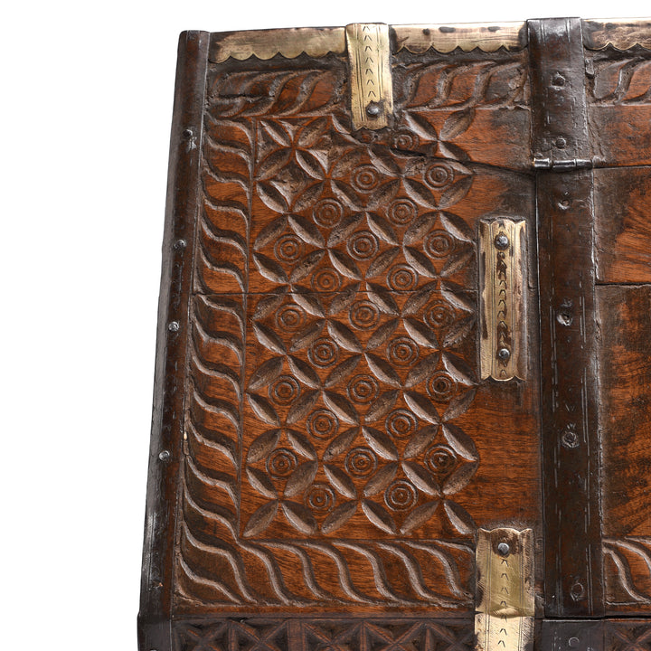 Carving Detail From Chip Carved Dowry Hut Box From Jaisalmer - Rajasthan - 19thC | Indigo Antiques