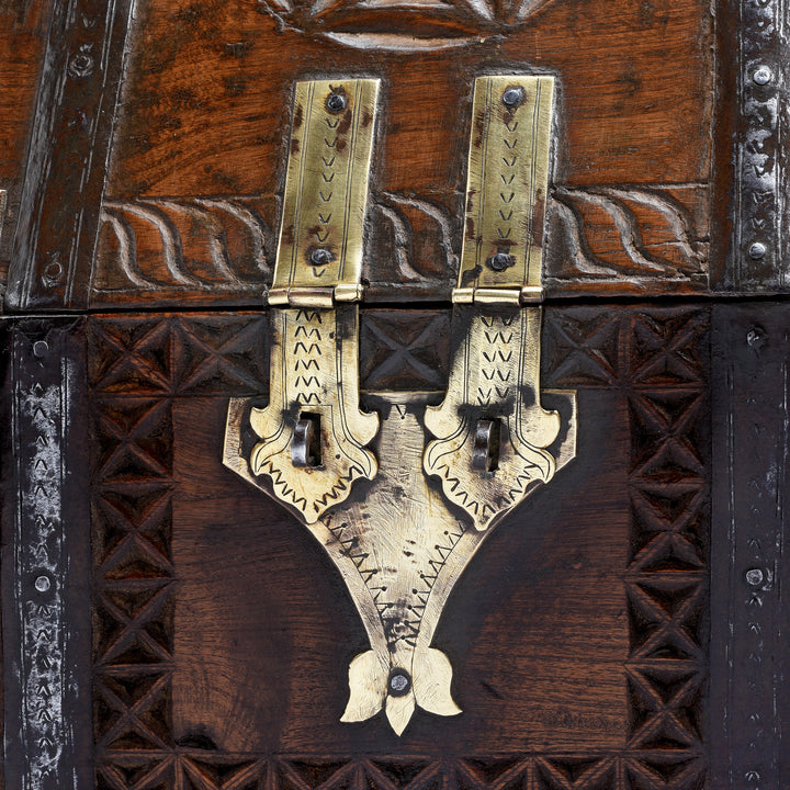 Latch Detail From Chip Carved Dowry Hut Box From Jaisalmer - Rajasthan - 19thC | Indigo Antiques