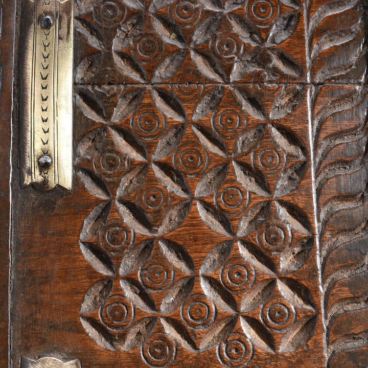 Carving Detail From Chip Carved Dowry Hut Box From Jaisalmer - Rajasthan - 19thC | Indigo Antiques