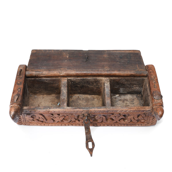 Carved Teak Harpa Box From Southern Rajasthan - Ca 1920's