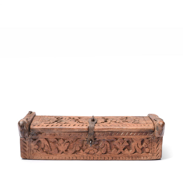 Carved Teak Harpa Box From Southern Rajasthan - Ca 1920's