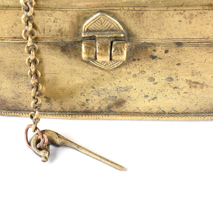 Lock Detail From Indian Brass Paan Box From Rajasthan - Early 20thC | Indigo Antiques
