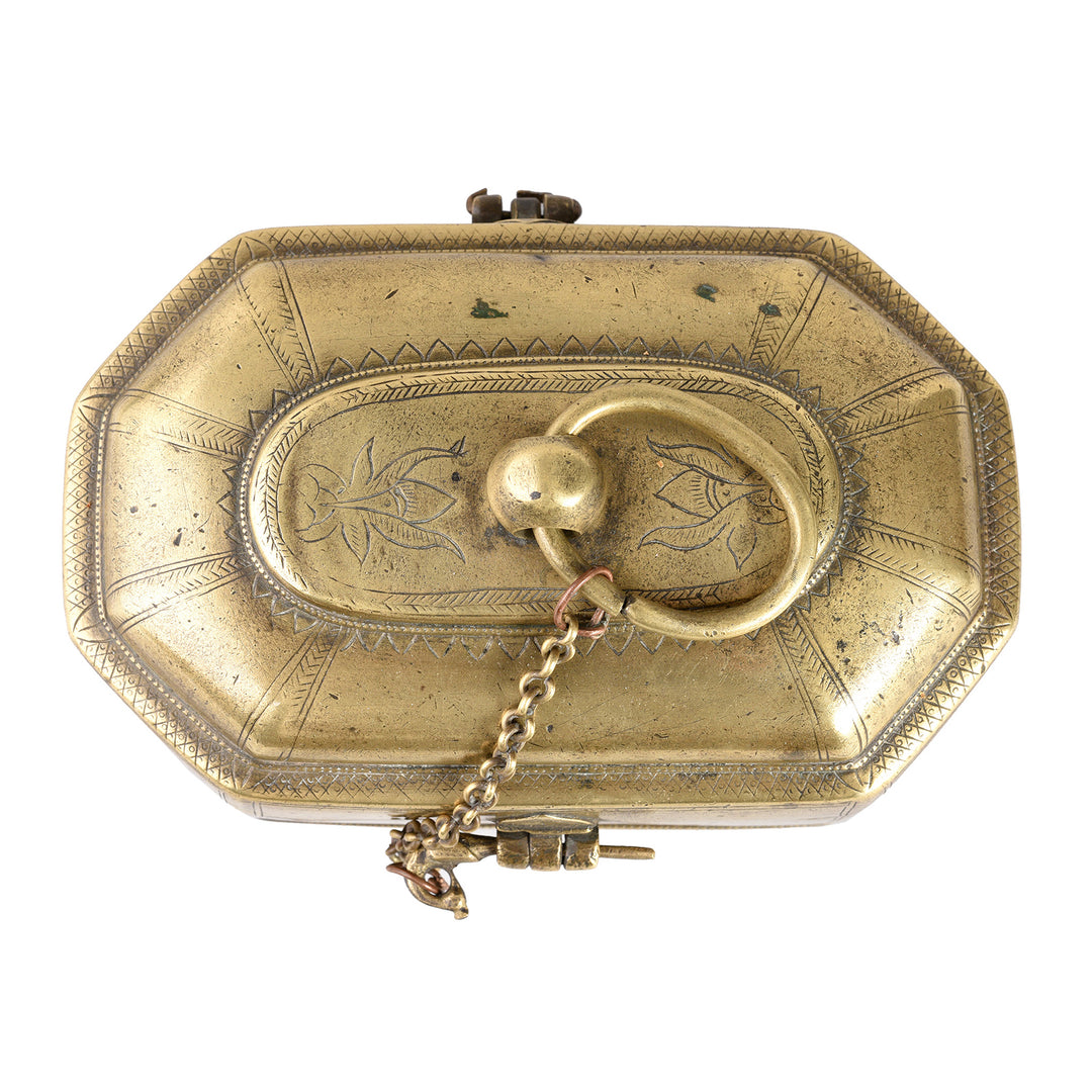 Indian Brass Paan Box From Rajasthan - Early 20thC